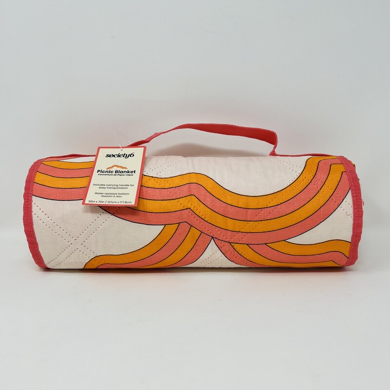 Society 6 Picnic Blanket<br />
With Carrying Handle & Water Resistant Backing<br />
Orange Peach & White
