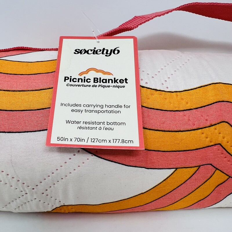 Society 6 Picnic Blanket
With Carrying Handle & Water Resistant Backing
Orange Peach & White