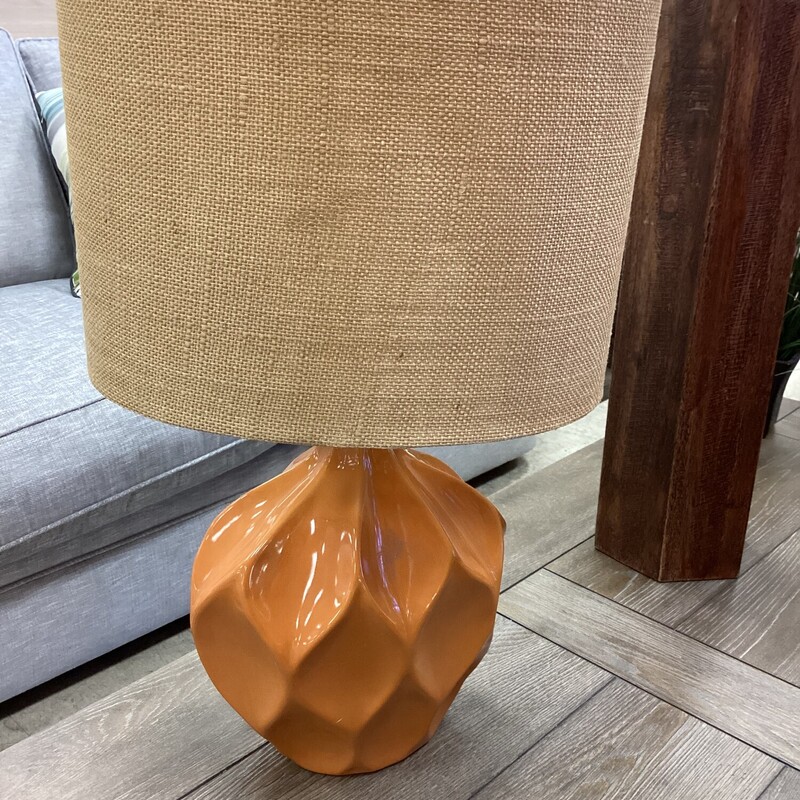 Ceramic Table Lamp, Orange, Burlap Sha
22 in t