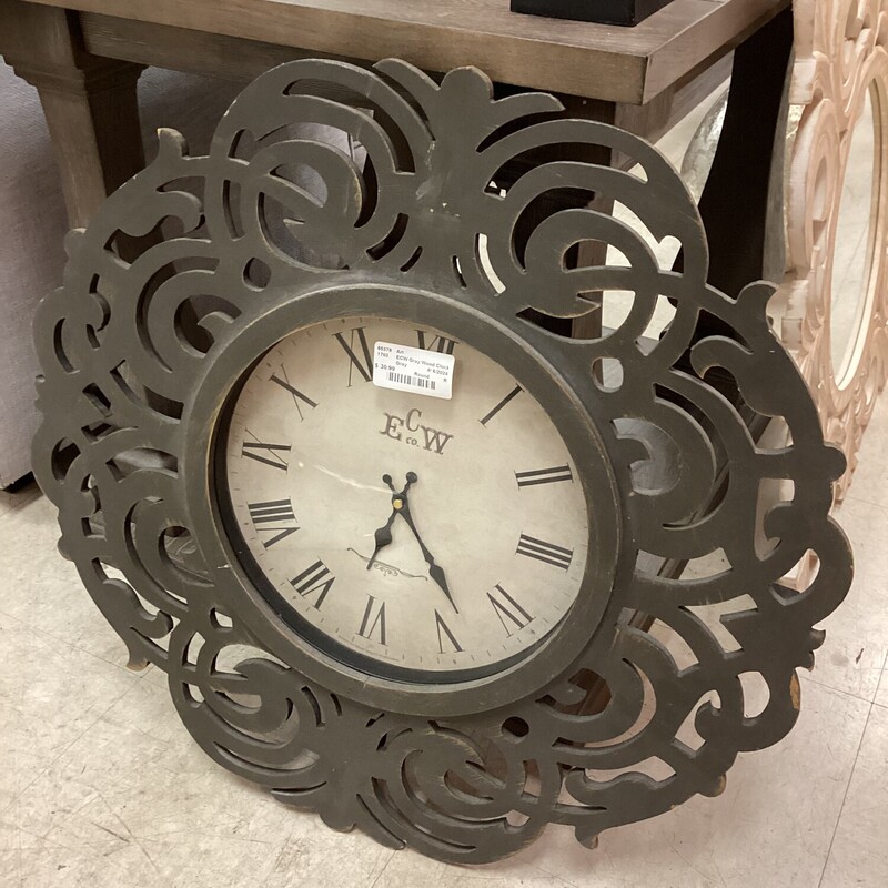 ECW Gray Wood Clock, Gray, Round
24 in rd