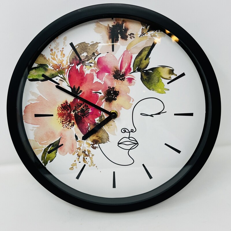 Wall Clock Floral Motif