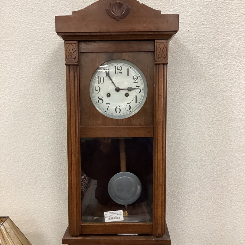English American Clock, Wood, Key
14 in w x 31 in t