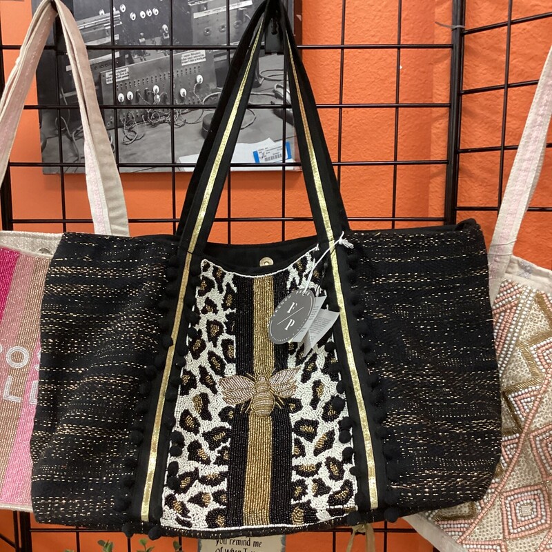 Bee Glam Tote, Blk, NEW