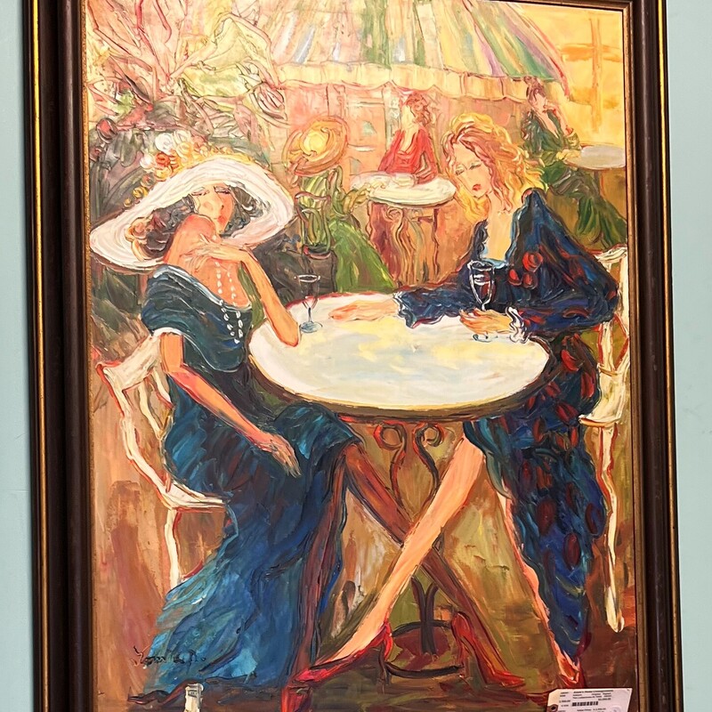 Two Ladies/wine At Table
