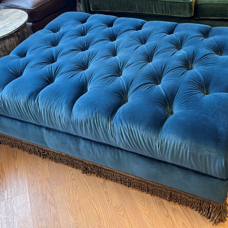 Tufted Blue Ottoman, Blue, Hoof Foot
60in x 42in x 20in tall
