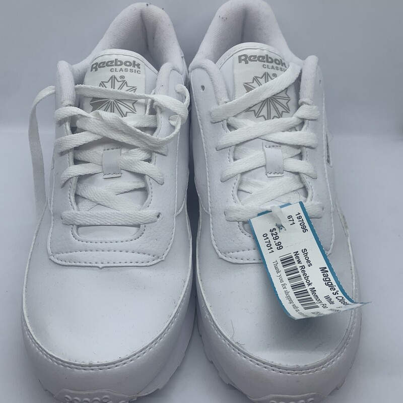 New Reebok Memory Foam, White, Size: 9<br />
All Sales Are Final<br />
No Returns<br />
Pick Up In Store Within 7 Days Of Purchase<br />
or<br />
Have It Shipped<br />
<br />
Thanks for Shopping With Us :-)