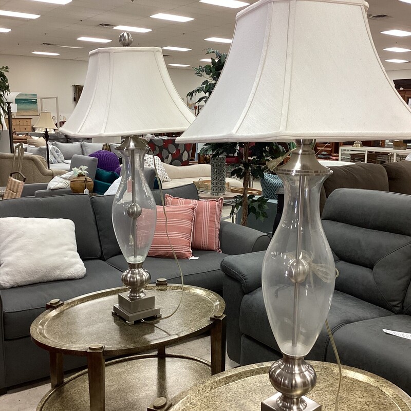 S/2 Tall Glass Lamps