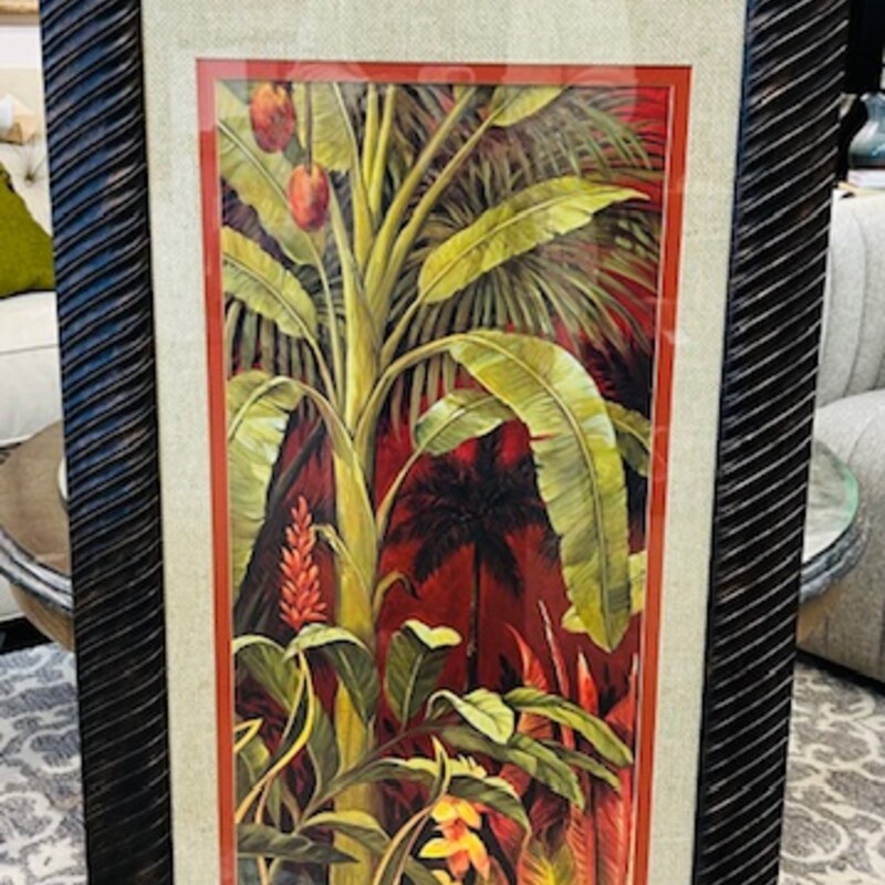 Tropical Palm Fronds Print
Green Red Brown Tan Size: 21 x 45H