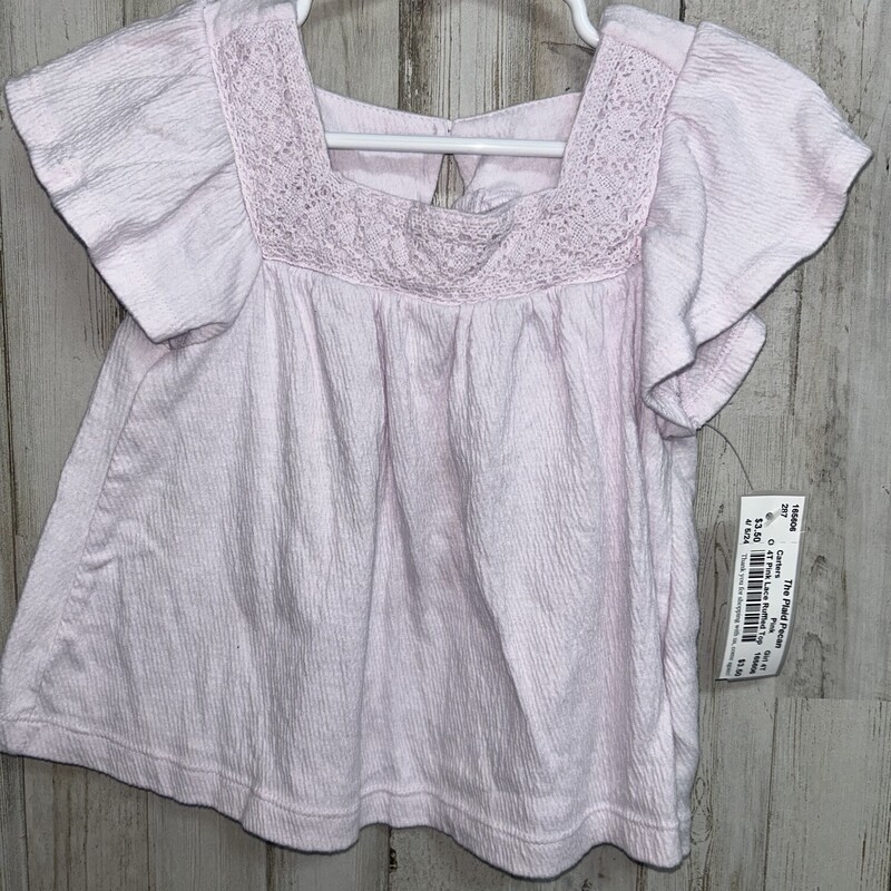 4T Pink Lace Ruffled Top, Pink, Size: Girl 4T