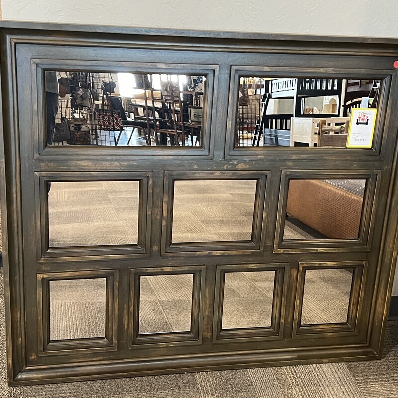 9-panel Wood Frame Mirror