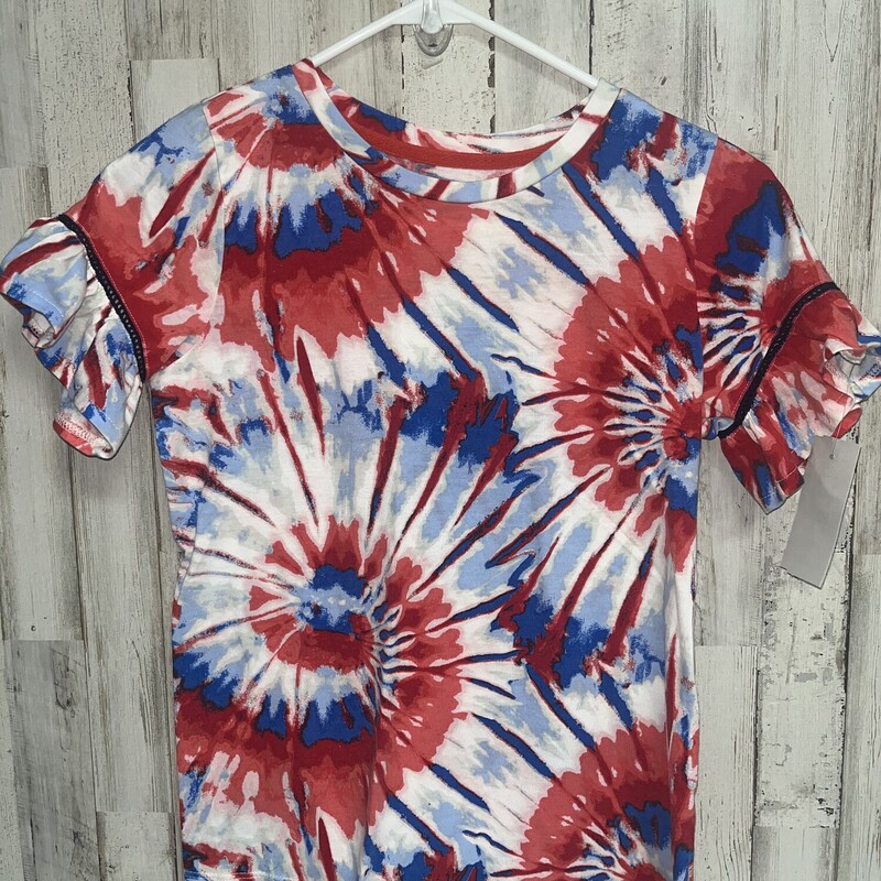 14/16 Blue/Red Dye Top, White, Size: Girl 10 Up