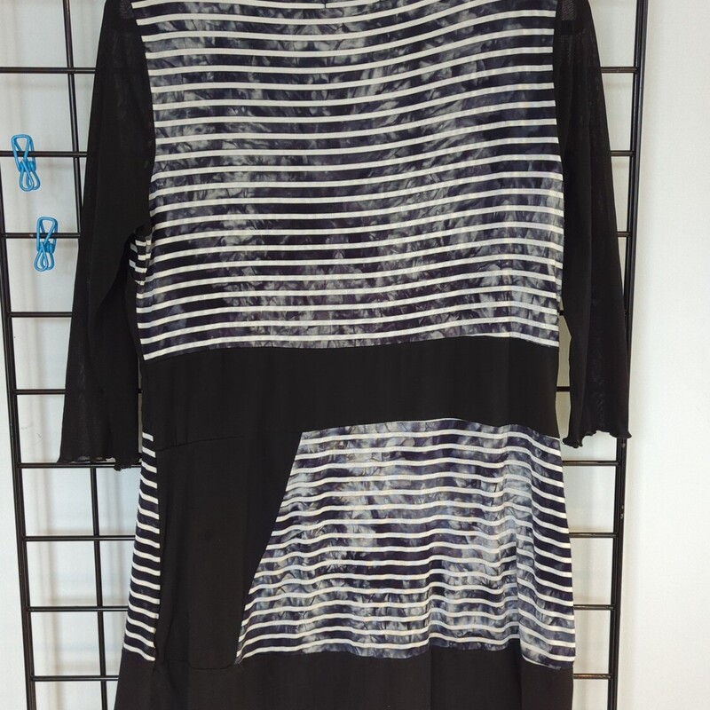 Papillon Tunic, Blk/Whi, Size: L