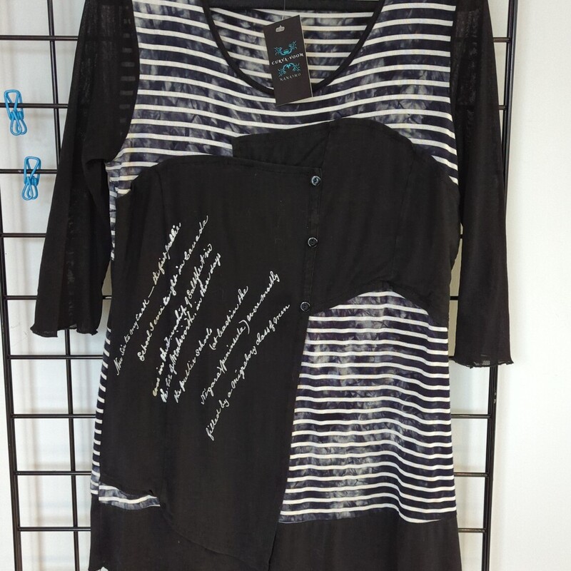 Papillon Tunic, Blk/Whi, Size: L