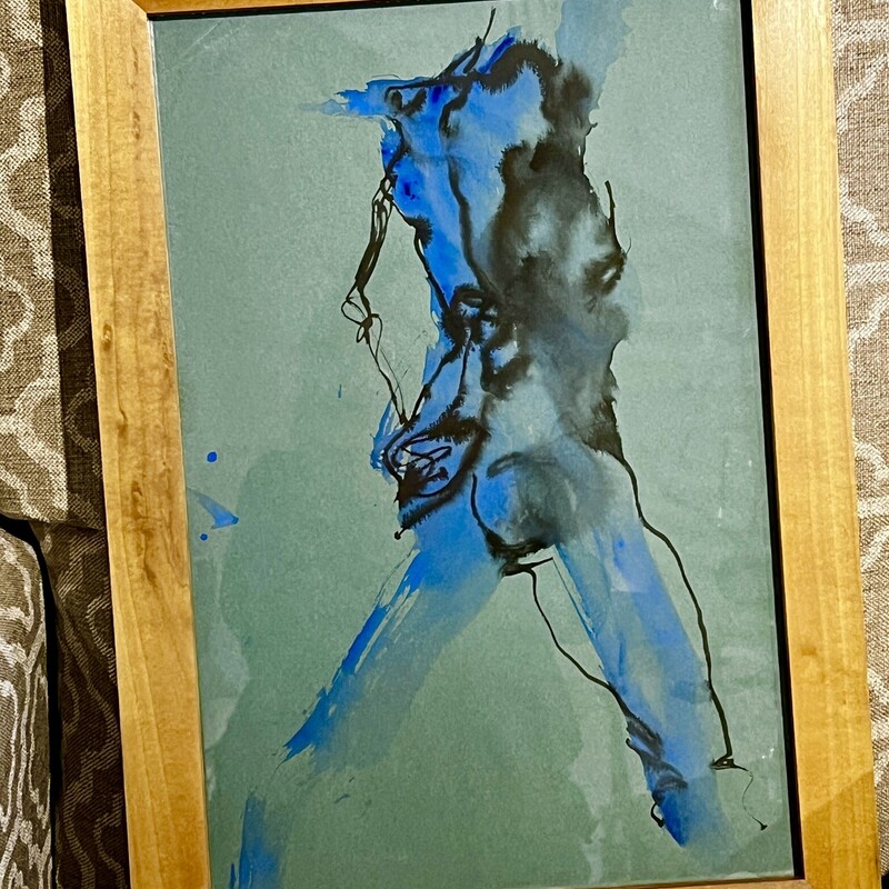Watercolor Nude by Jetta Lane, Blue background,
Size: 15x21