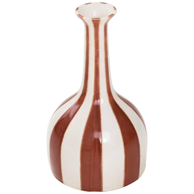 Striped Glazed Italian Bottleneck Vase
White Orange Size: 9 x 17H