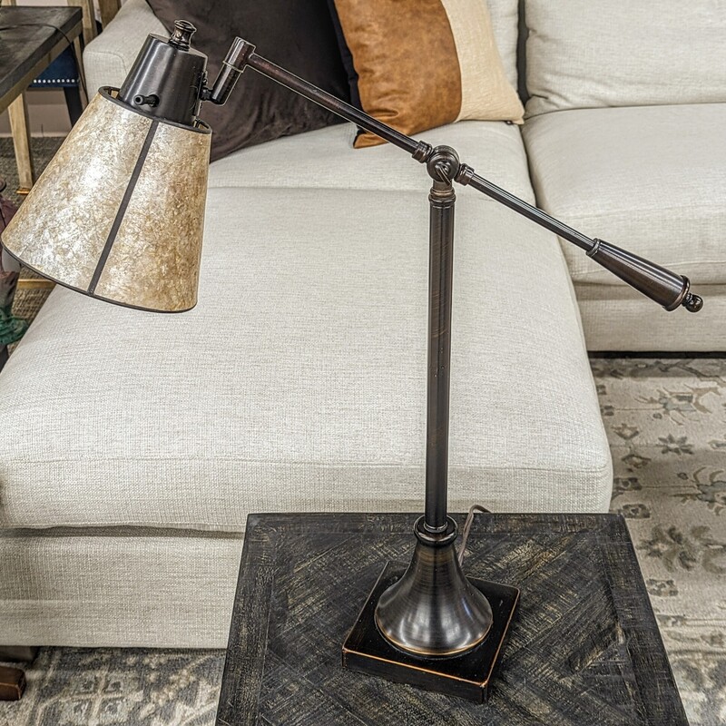 Industrial Telescoping Desk Lamp with Capiz Look Shade
Brown Tan
Size: 7 x 24 x 26H