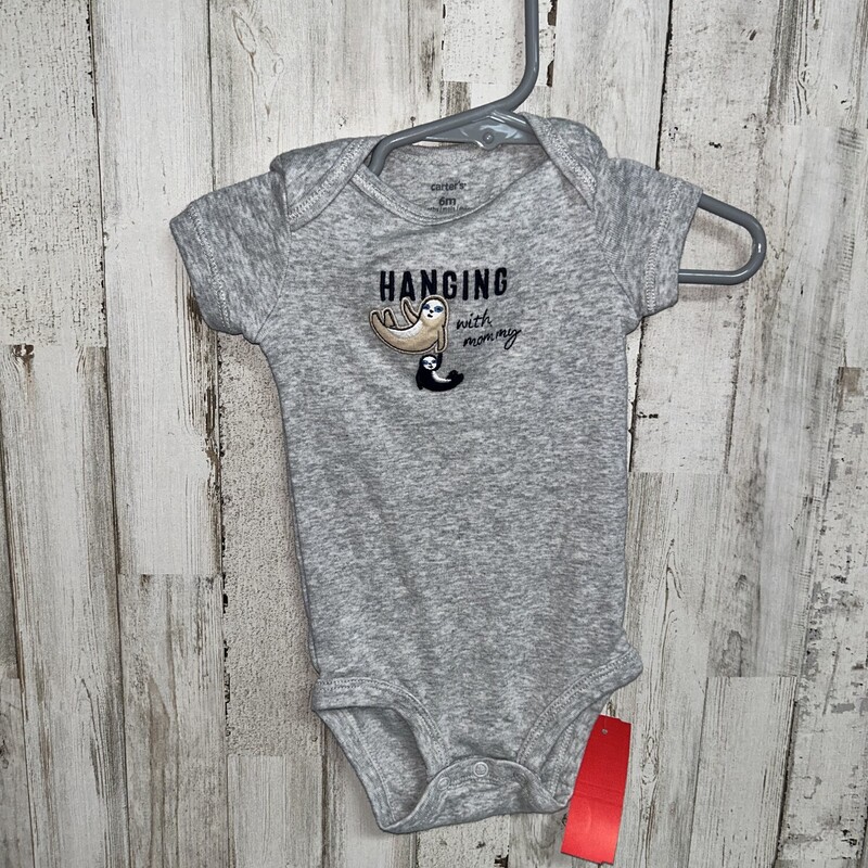 6M Hanging With Mommy One, Grey, Size: Boy 0-9m