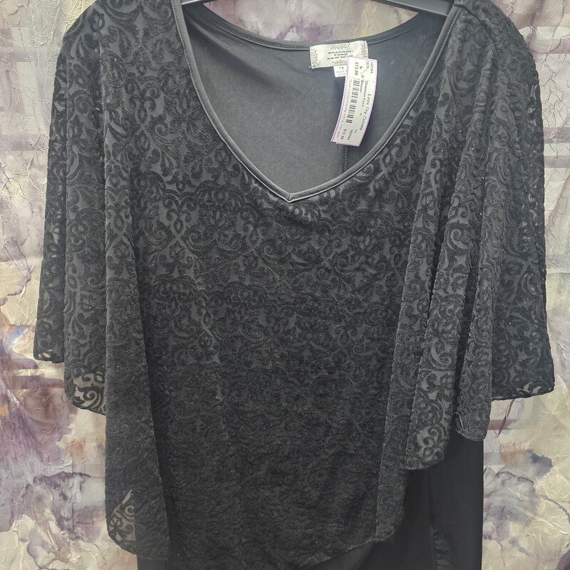 Tank and shawl combined to make a great blouse in black