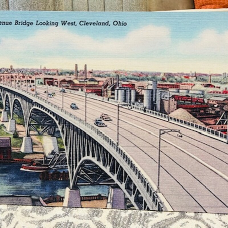 Cleveland Main Bridge Post Card Canvas
Blue Gray Red Green Size: 30 x 20H