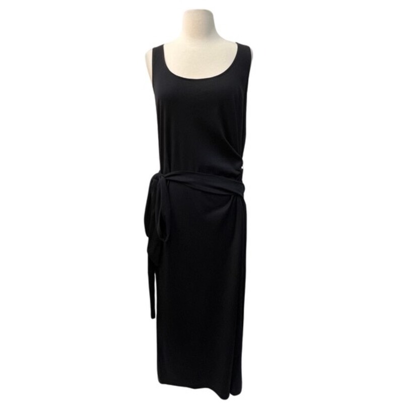 Vince Belted Midi Dress<br />
Sleeveless<br />
100% Pima Cotton<br />
Color: Black<br />
Size: Large