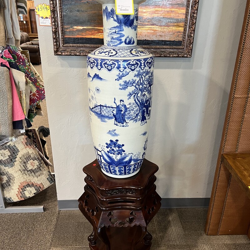 Lg. Asian Vase W/ Stand