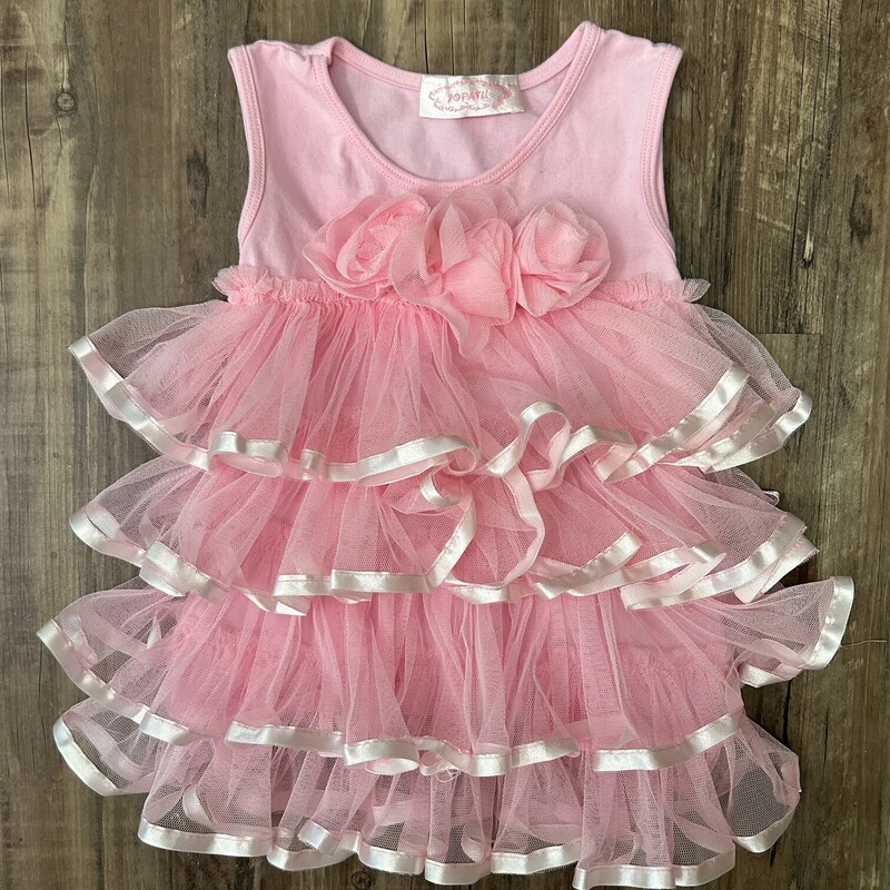 Popatu Flower Ruffle Dres, Pink, Size: Baby 18M