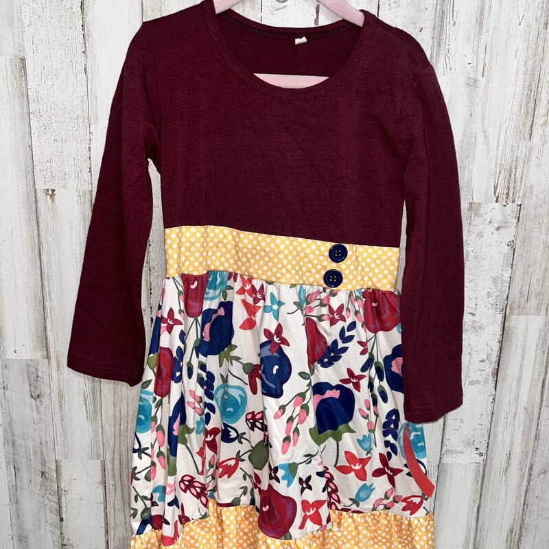 5/6T Maroon Floral Butto