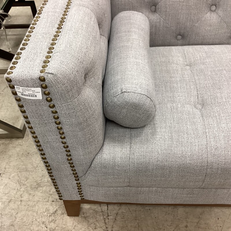 Gray Fabric Sofa, Gray, Nailhead<br />
90in wide
