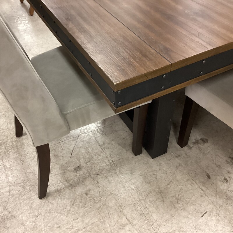Dk Wd Mtl Table+6 Chairs, Dk Wood, Gray Chrs
80in x 44in x 30in tall