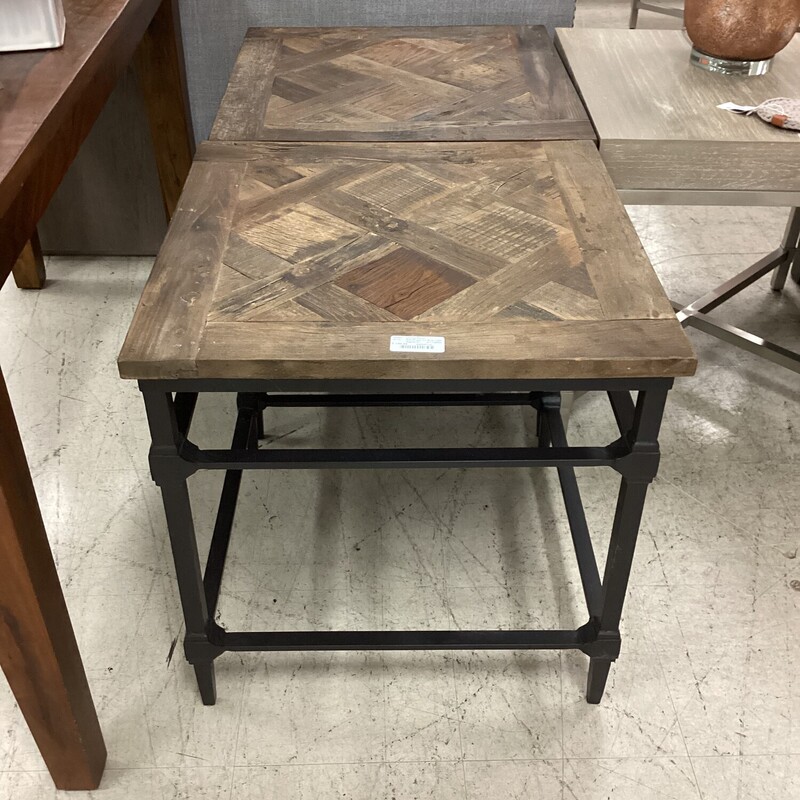 S/2 Wrght Irn End Tables, WghtIron, Square Wood Top
24in wide x 24in deep x 24in tall