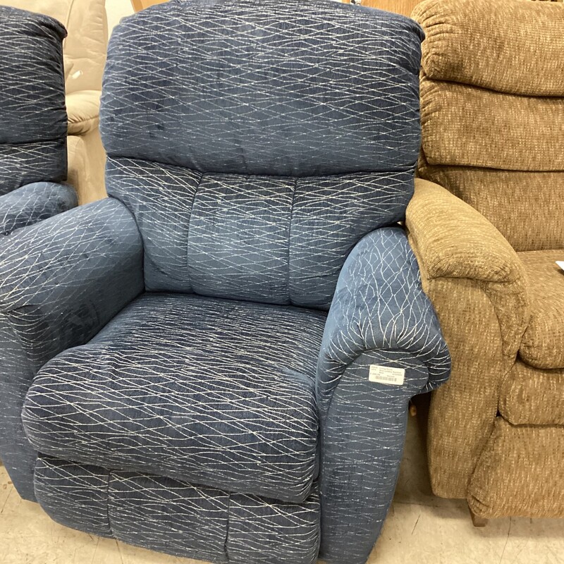 Blue LaZBoy Recliner, Blue, Manual
36 in Wide