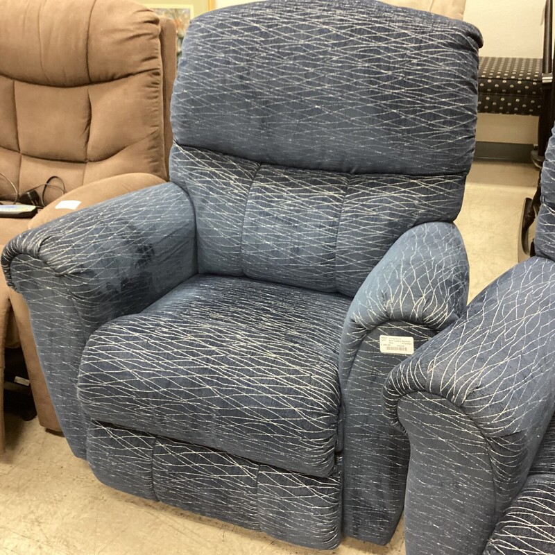 Blue LaZBoy Recliner, Blue, Manual
36 in Wide