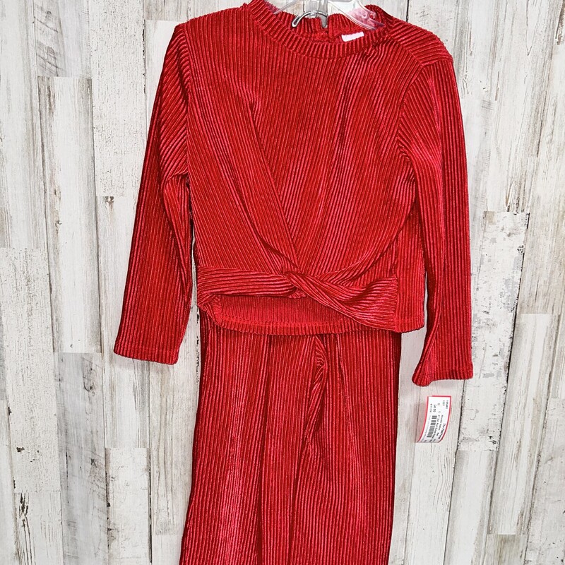 4T 2pc Red Suded Ribbed S, Red, Size: Girl 4T
