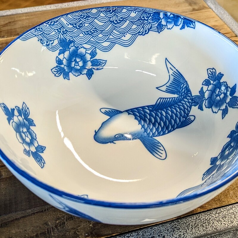 Koi Fish Floral Rice Bowl
White Blue
Size: 8x4H