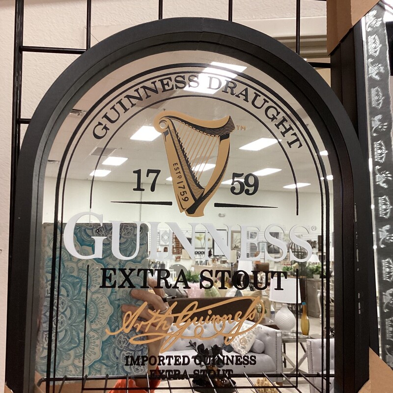 GUINESS Mirror, Black, Arched
12 in w x 14in t