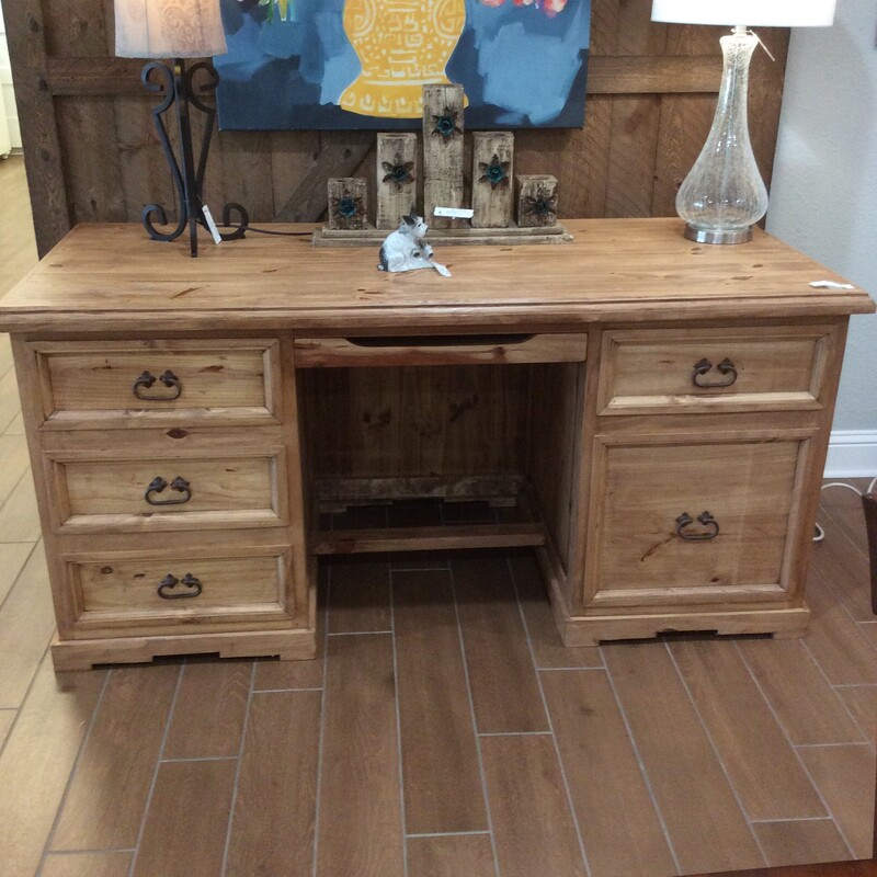 Farmhouse/Country Rustic Pine Wood Desk, Size: 67x29x32