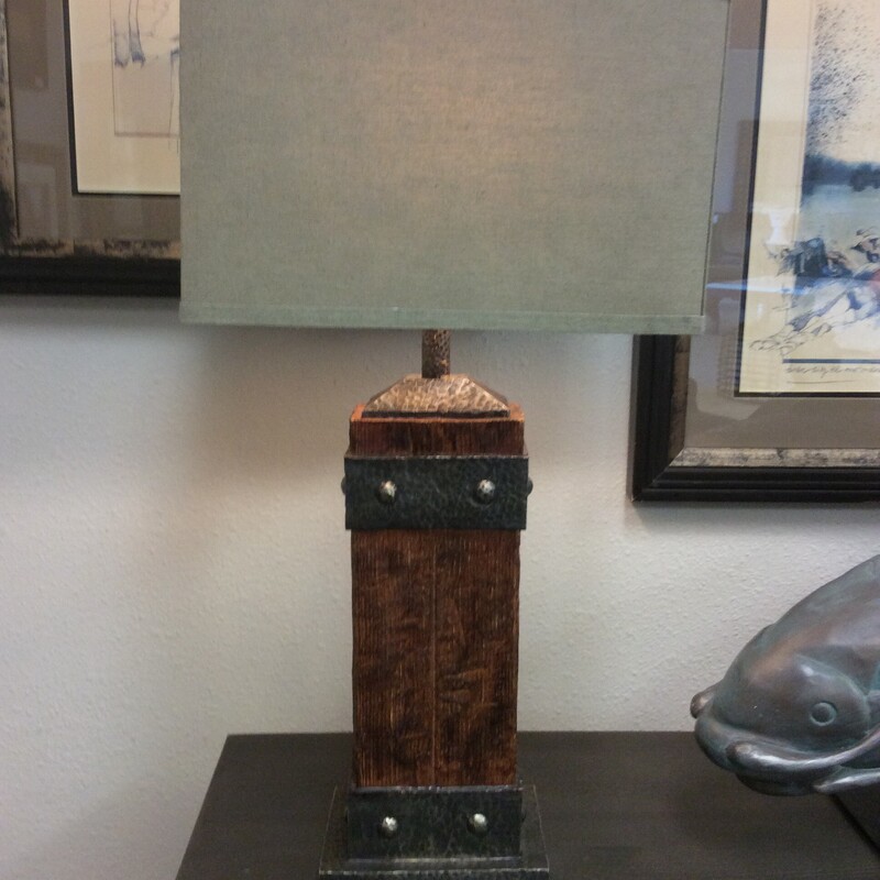 Make an illuminating point of interest in any room with these Pacific Coast lamps.  Rich fruitwood finish, detailed resin construction, and hammered metal accents.  Size: 31\"