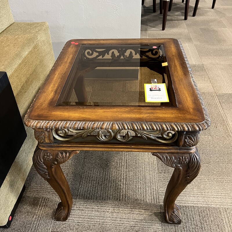 Brown Glass Insert End Table