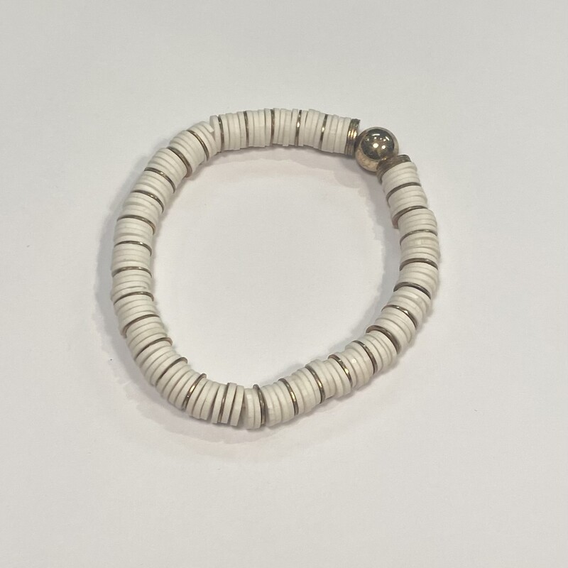 Gld/wt Disc Bead Bracelet<br />
Gld/wht<br />
Size: Bracelet
