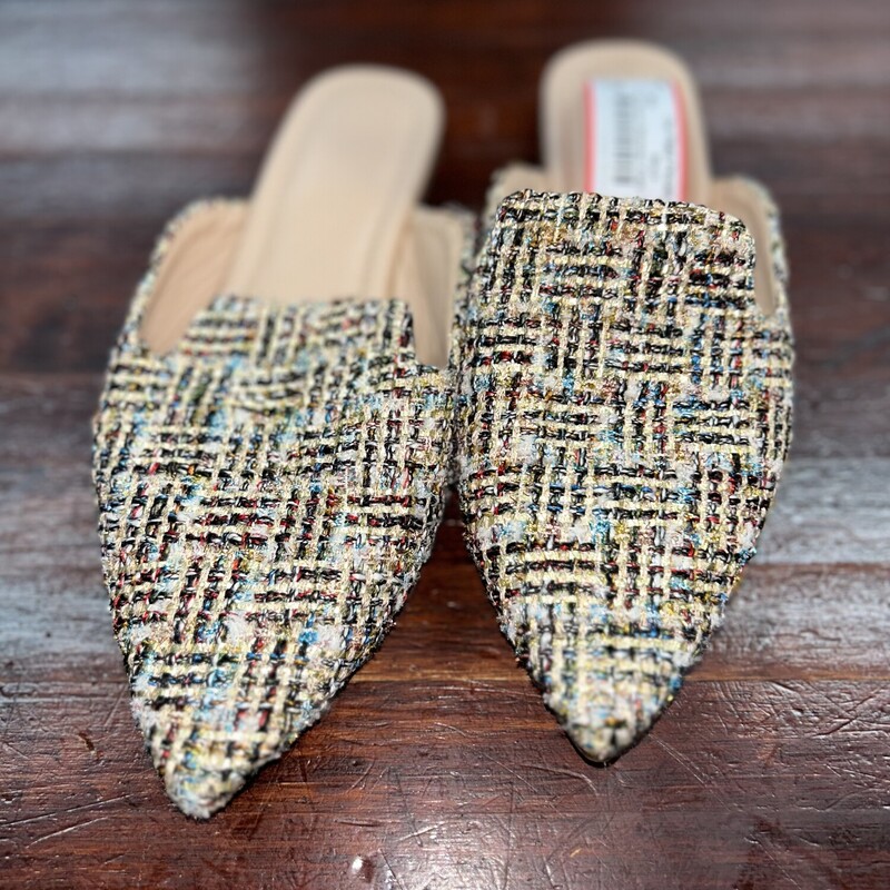A7 Woven Shimmer Flats, Black, Size: Shoes A7