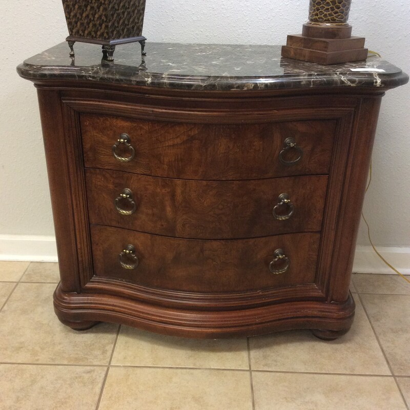 Thomasville Hills of Tuscany End Nightstand with marble top, Brown, Size: 29x32x34