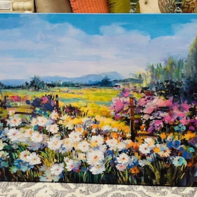 Daisies In Field Canvas
Blue White Multicolored Size: 47 x 24H