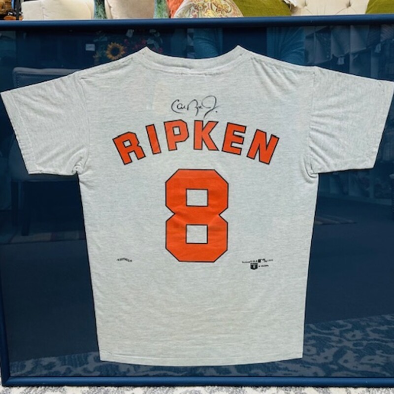 Cal Ripken Jr Signed Shirt in Frame
Gray Blue Orange Size: 33 x 29H
