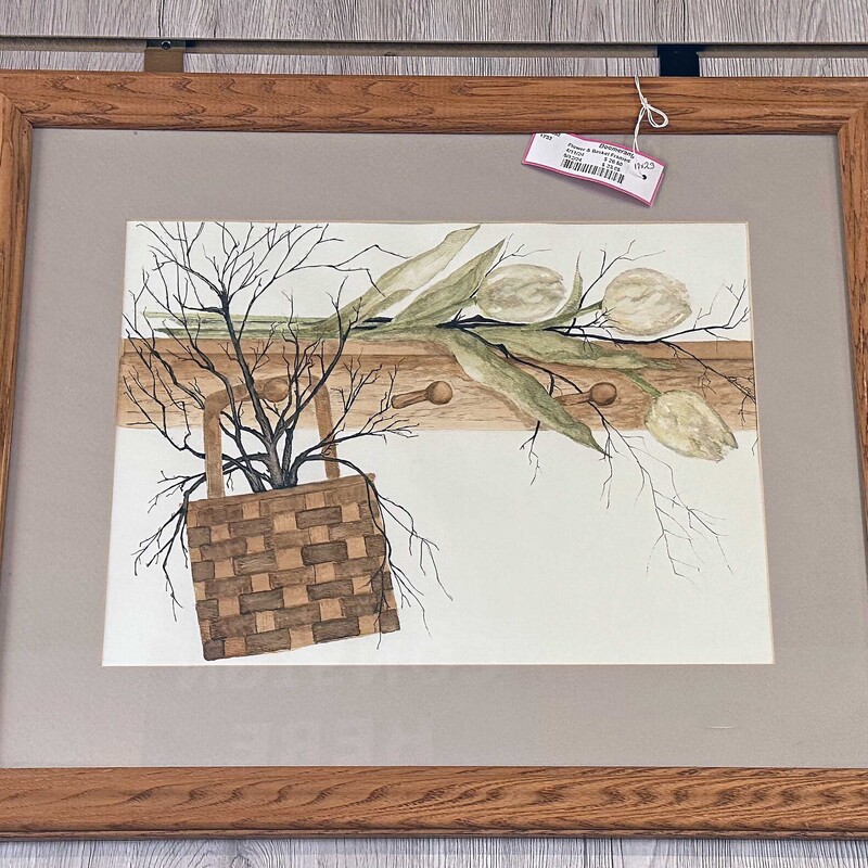 Framed Flower and Basket Picture
19 In x 23 In.
