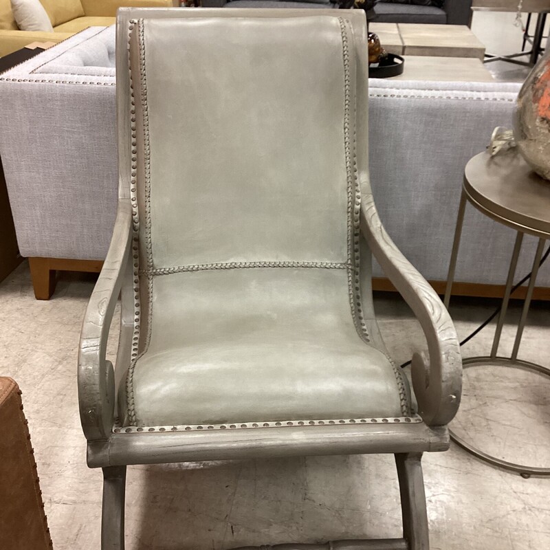 Grandin Rd Leather Chair, Gray, Curved
24 in w