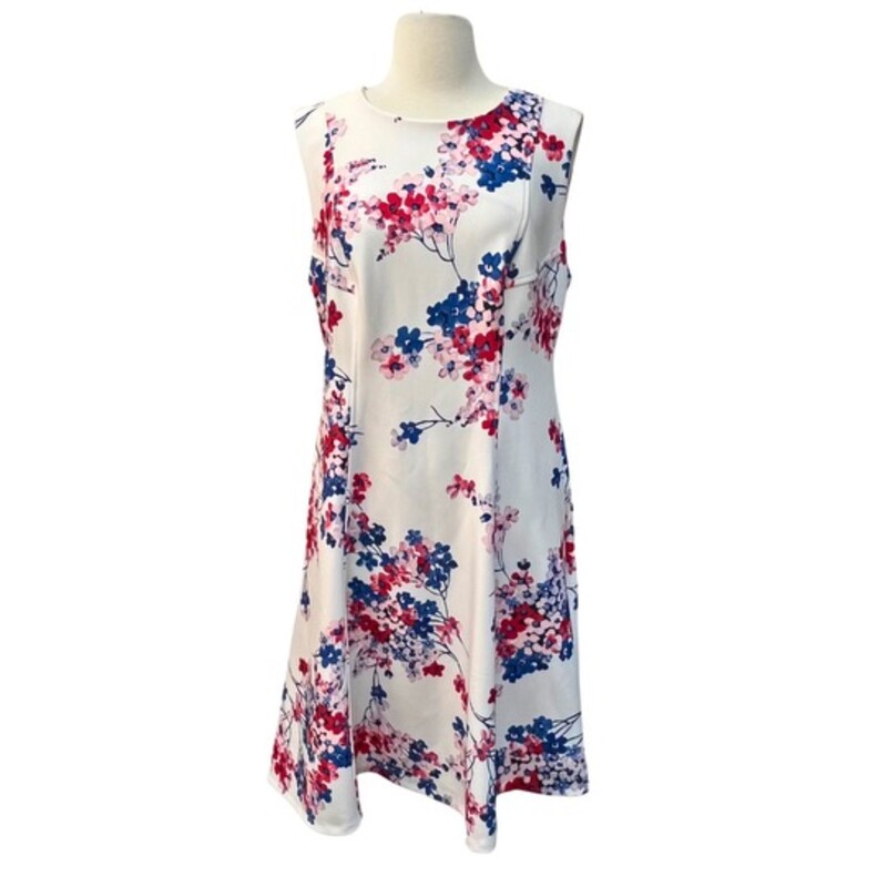 NEW Tommy Hilfiger Dress<br />
Sleeveless<br />
Floral Print<br />
White with Blush, Dark Pink, Perriwinkle, and Dark Blue Floral Design<br />
Size: 14