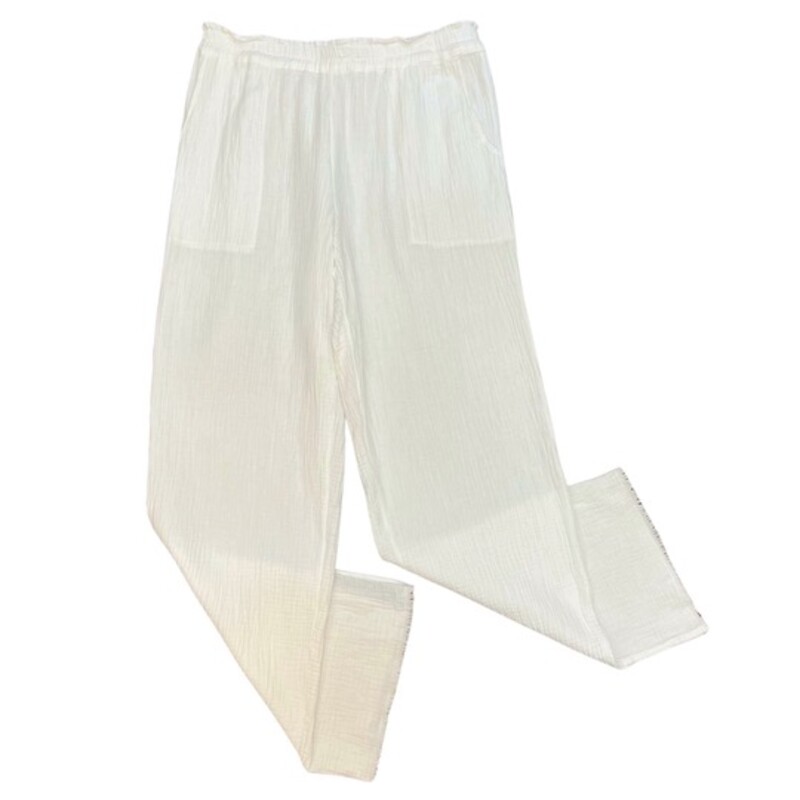 Rails Wide Leg Pants
100% Cotton Gauze
Color: White
Size: Large
Perfect for Summer!