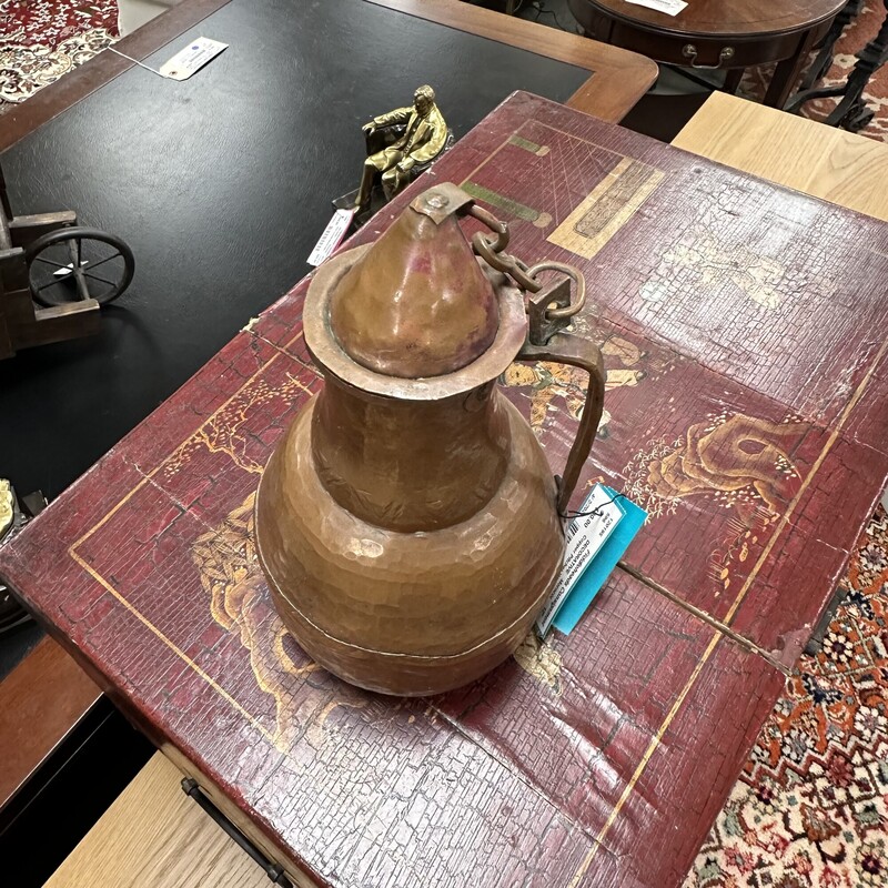 Copper Pitcher with Lid, Vintage, Made in Morocco
Size: 12H