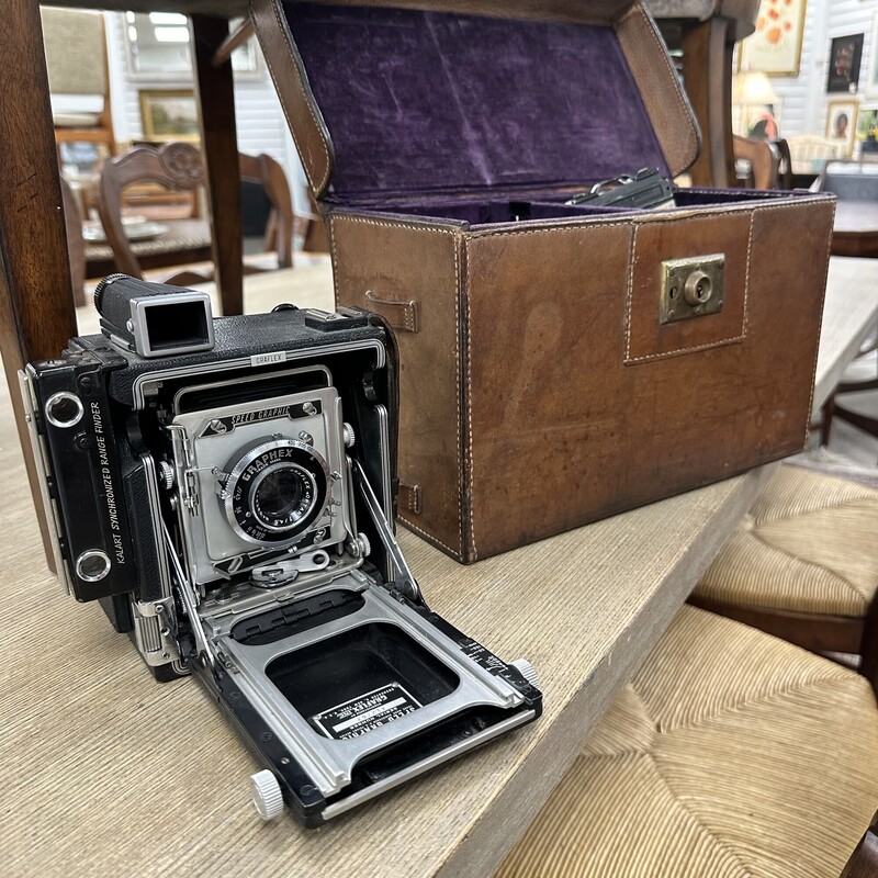 Graflex Vintage Camera With Leather Bag and Accessories - sold as a Set