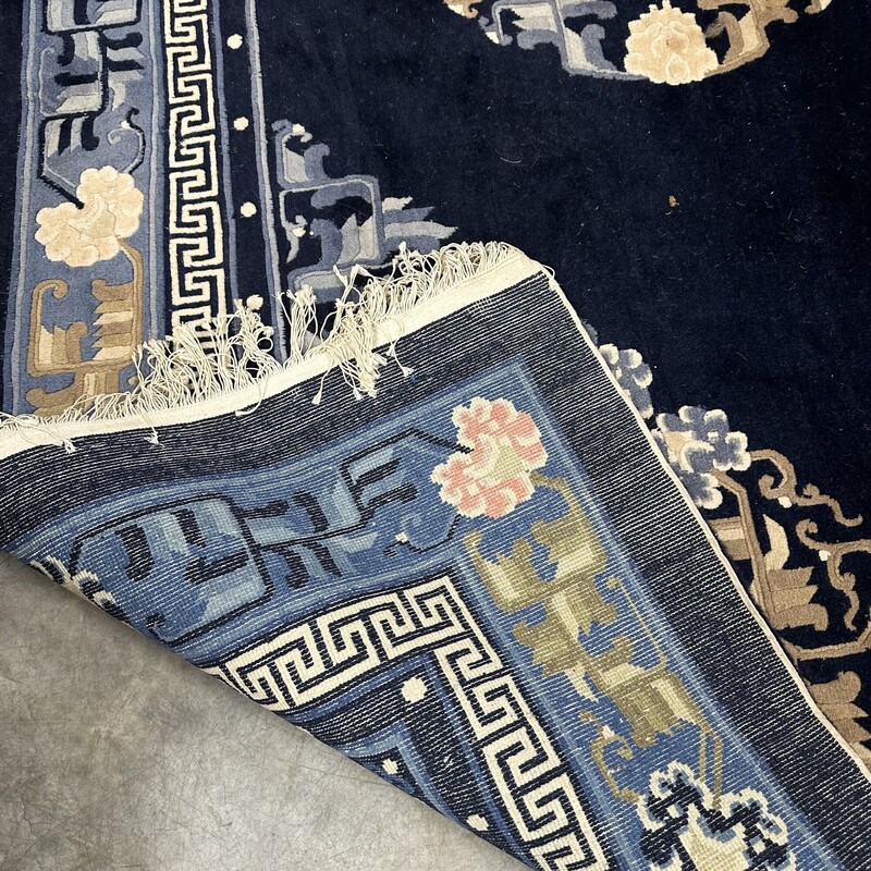 Blue Asian Hand Knotted Carpet, Blue
Size: 12x8.25ft